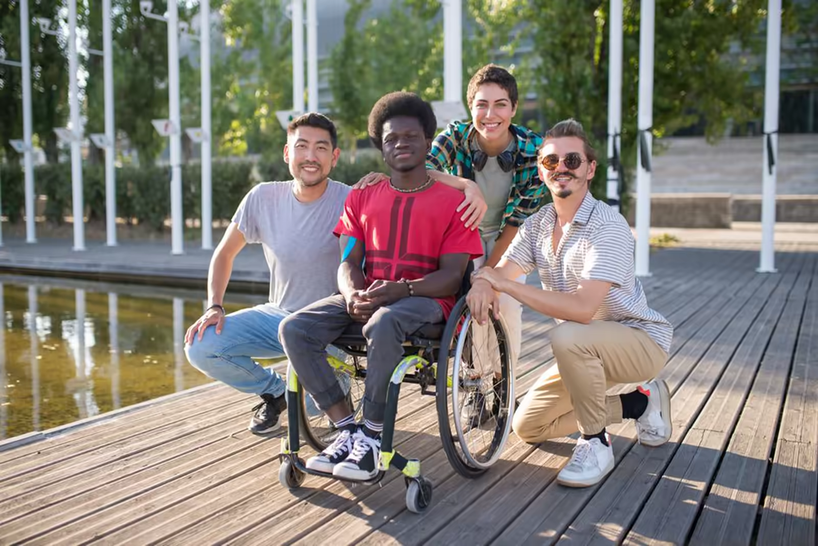 A support worker and participant out in the community together